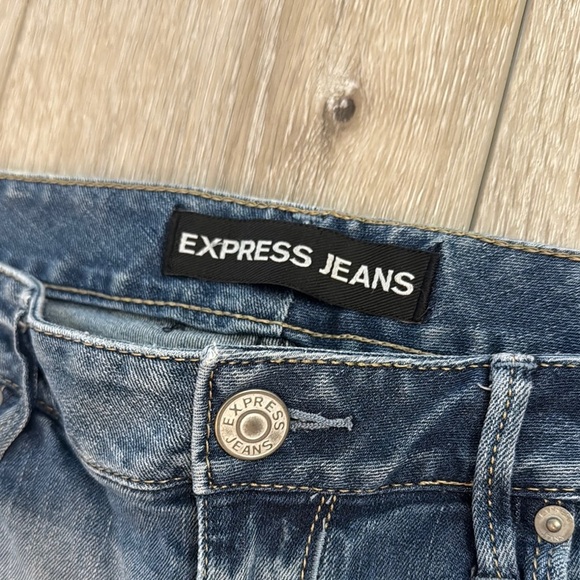 Express Blue Jeans with Distressed Details. Size 6. Low rise. - Picture 2 of 7